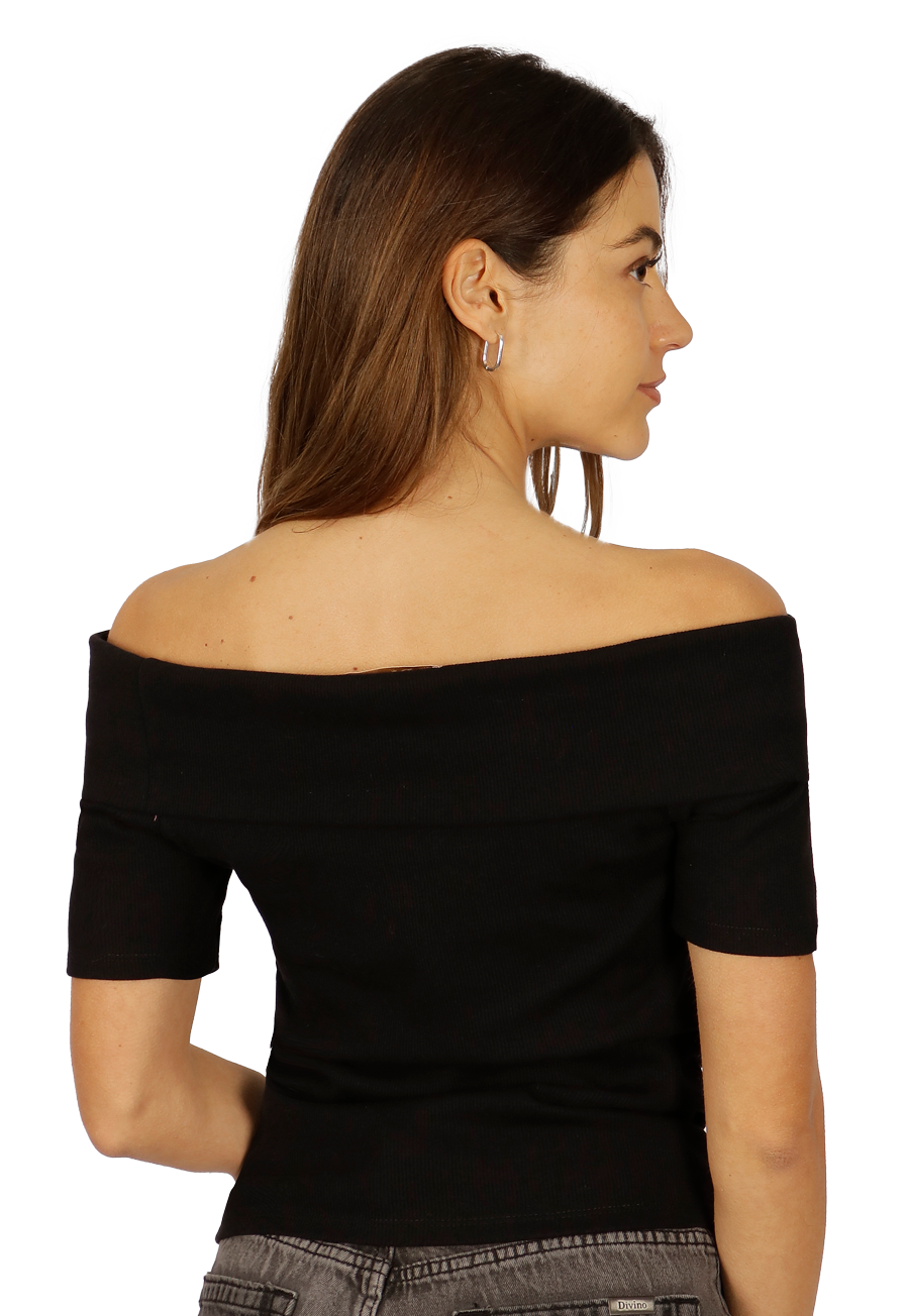Polera Kiara I Doble Cuello Negra Divino Jeans
