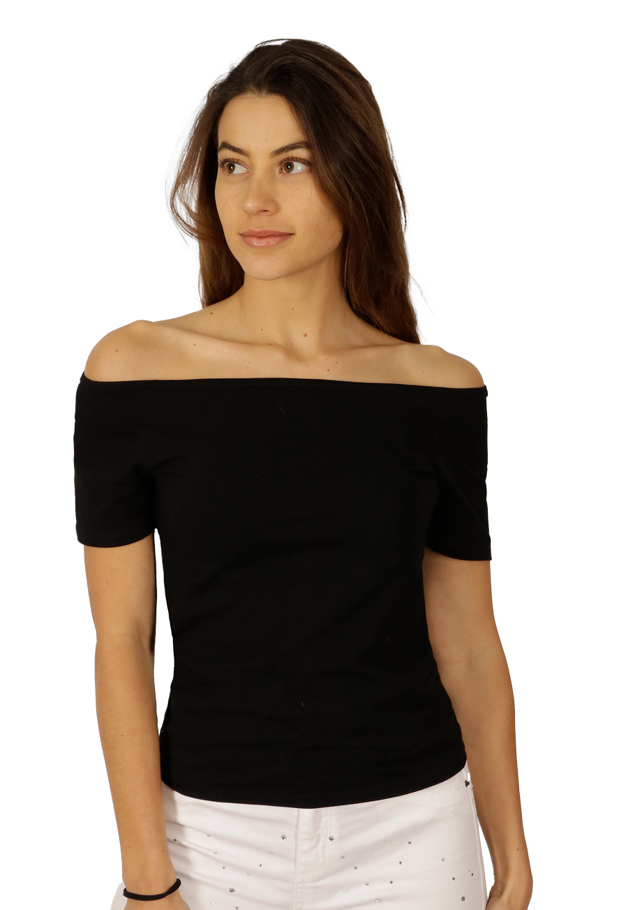 Polera Sara I Hombro Caido Negra Divino Jeans