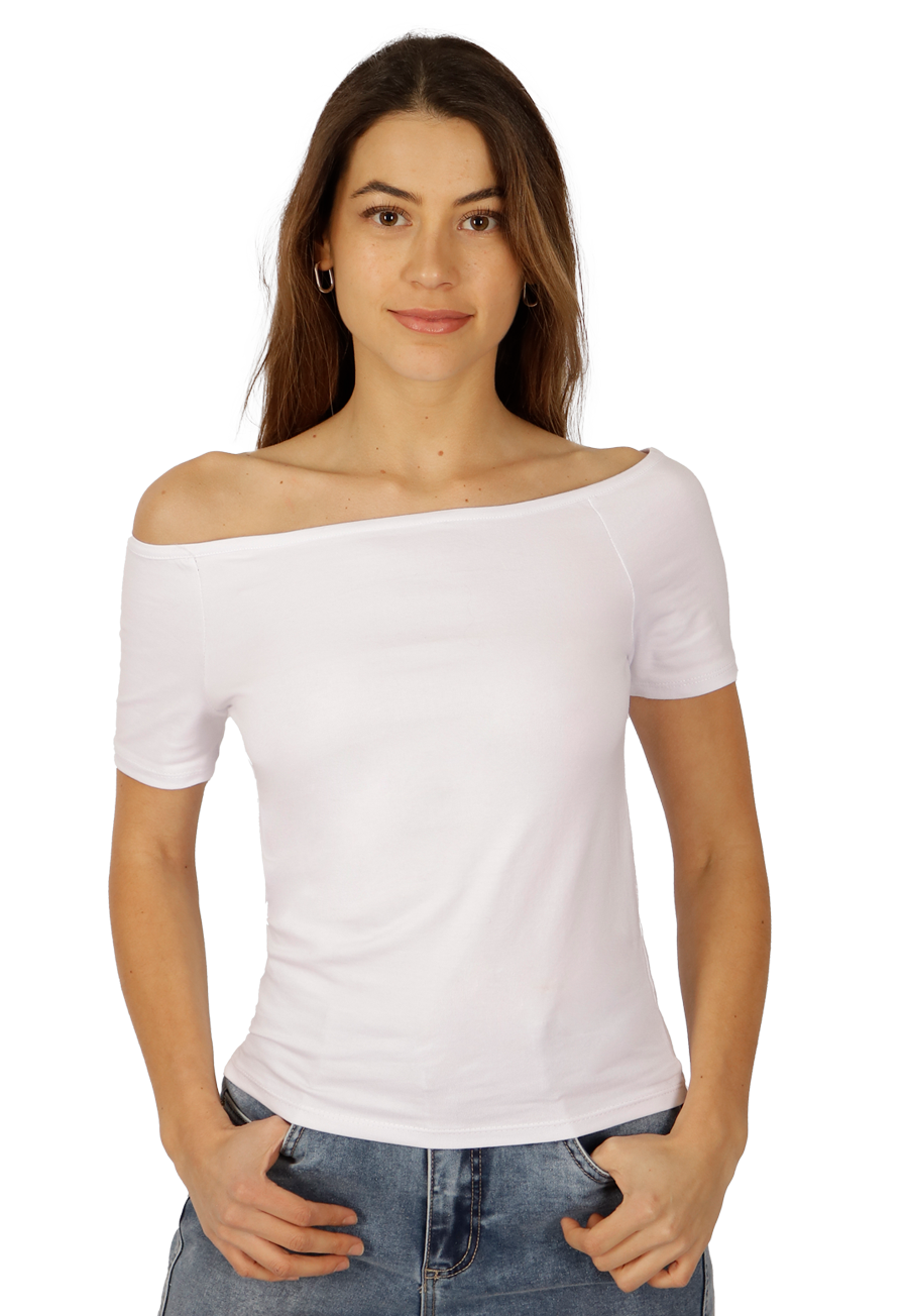 Polera Sara II Hombro Caido Blanca Divino Jeans