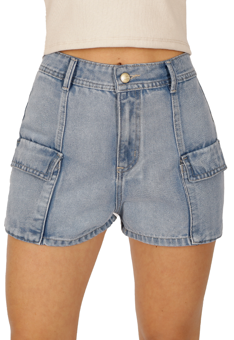 Short Avril II Bolsillos Celeste Divino Jeans