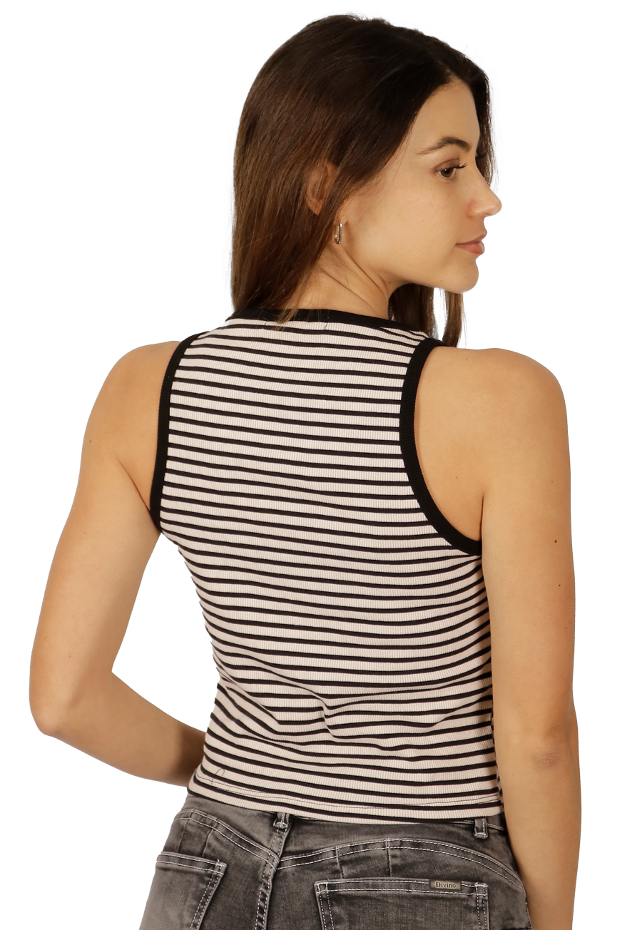 Polera Lia I Rayada Blanca-Negra Divino Jeans