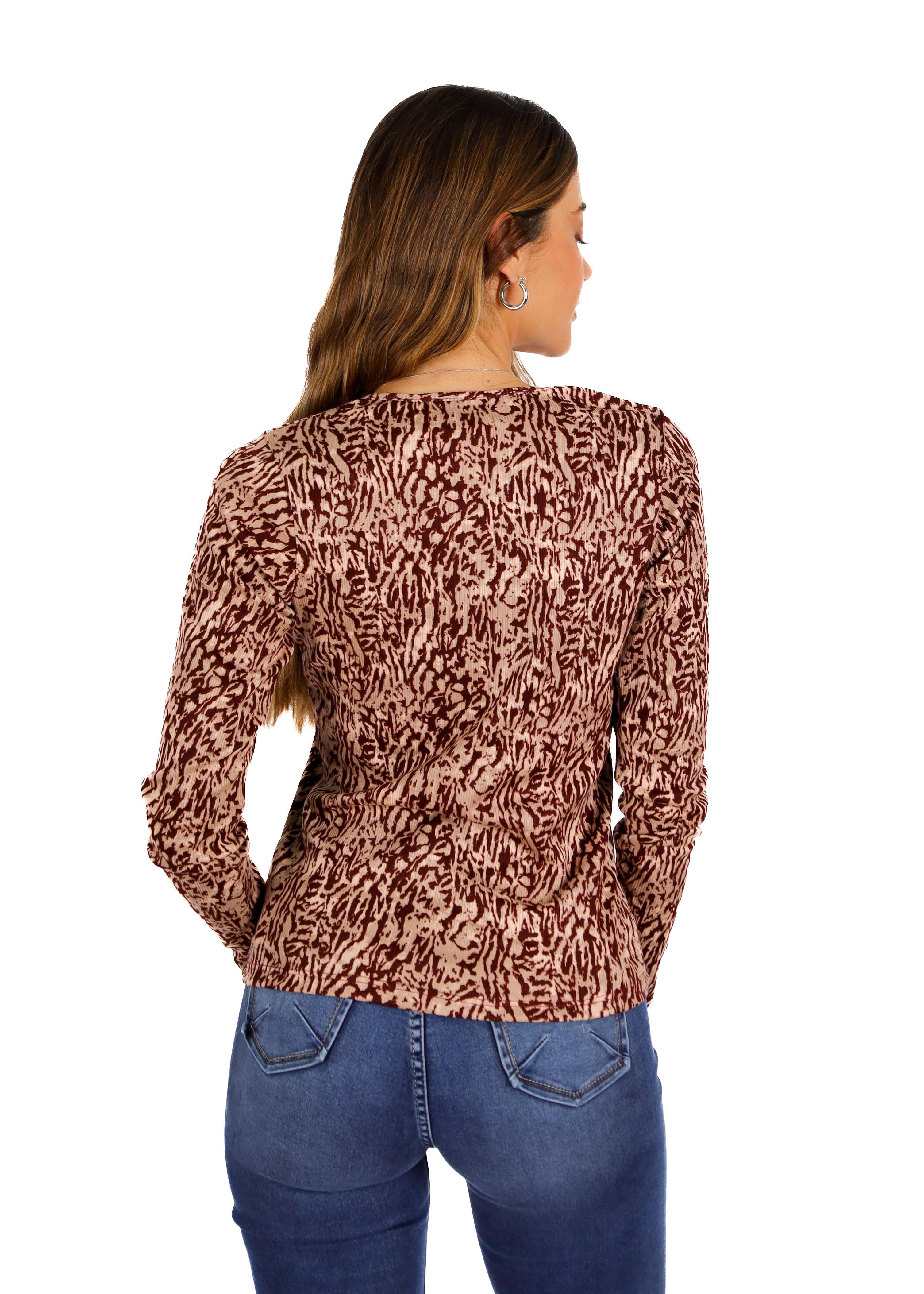Polera Mila I Burdeo Print Divino Jeans