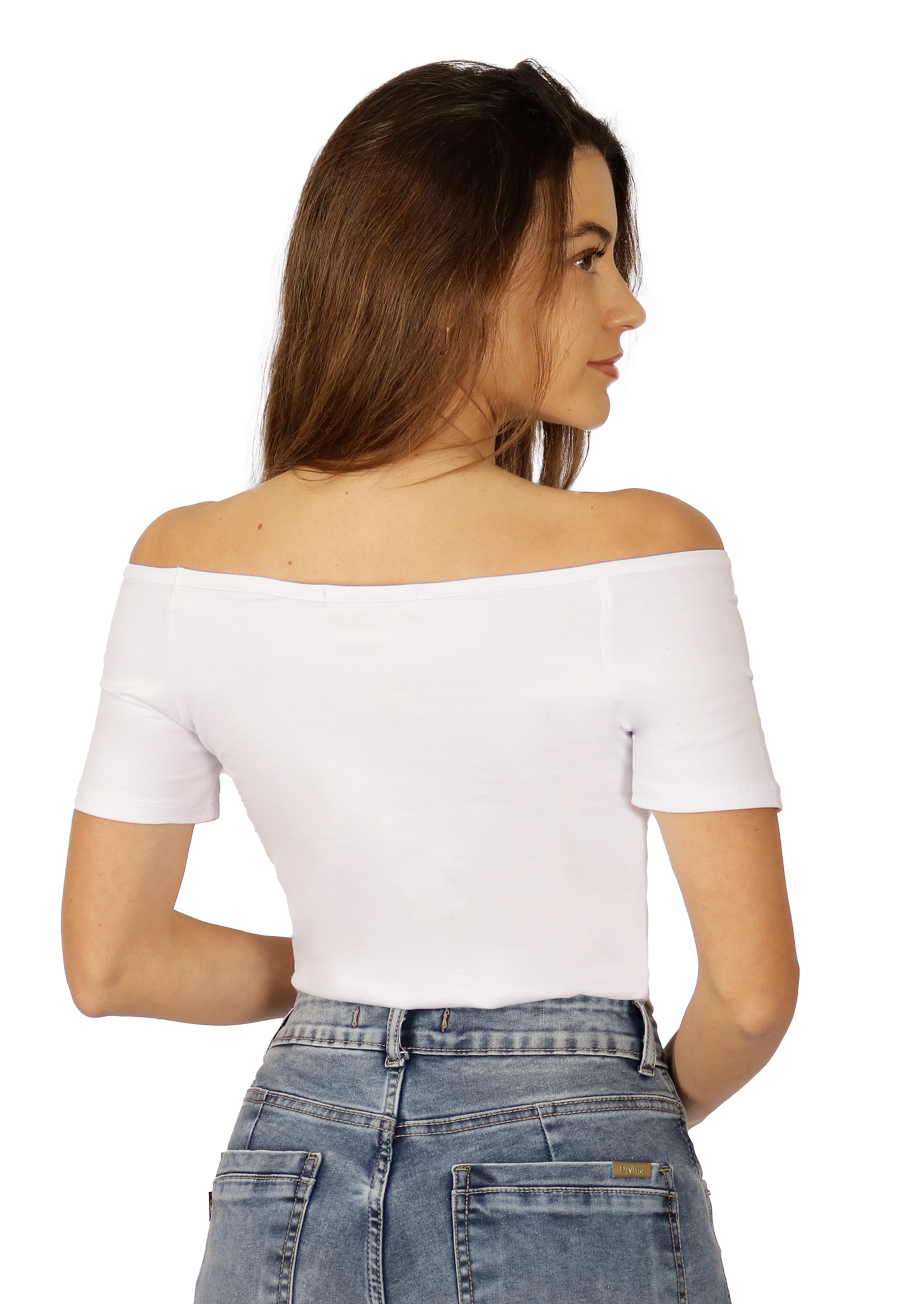 Polera Sara II Hombro Caido Blanca Divino Jeans